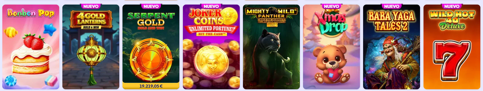 Catálogo de slots y máquinas tragamonedas online en Infinity Casino